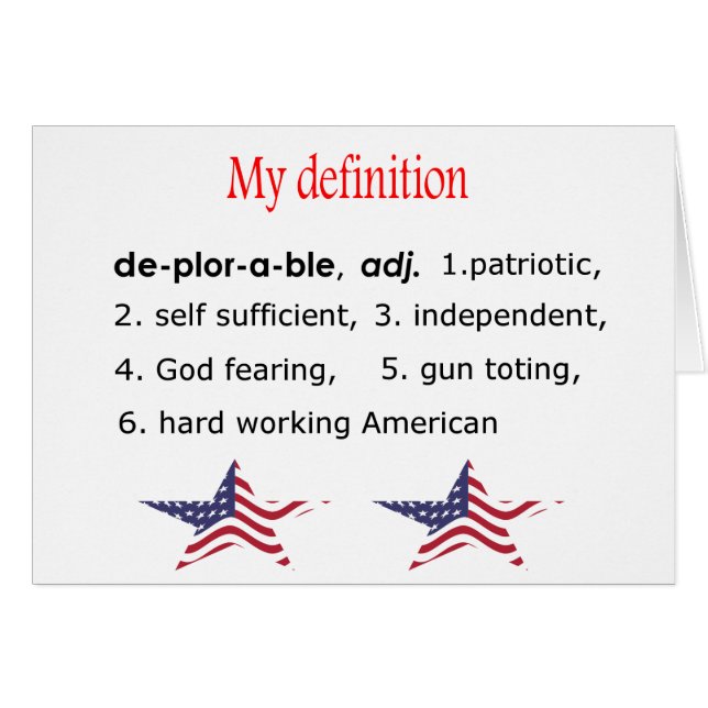 Cartão Deplorável, minha definição (Frente Horizontal)