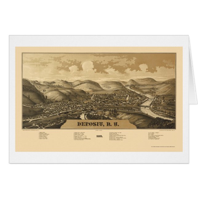 Cartão Depósito, mapa panorâmico de NY - 1887 (Frente Horizontal)
