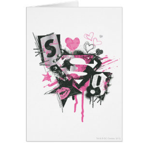 Cartão Derramares de Supergirl e Colagem de Scribbles