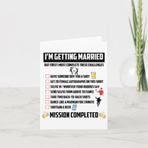 Cartão Desafios do partido de solteiro - Desafio Engraçad