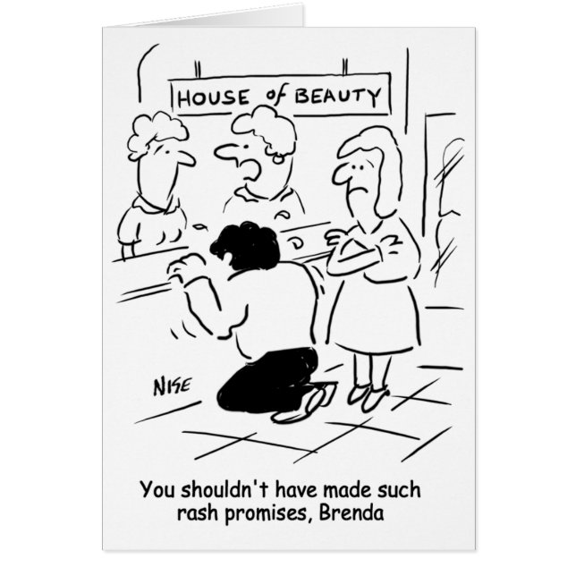 Cartão Desapontado marido em Beauty Salon. Engraçado (Frente)