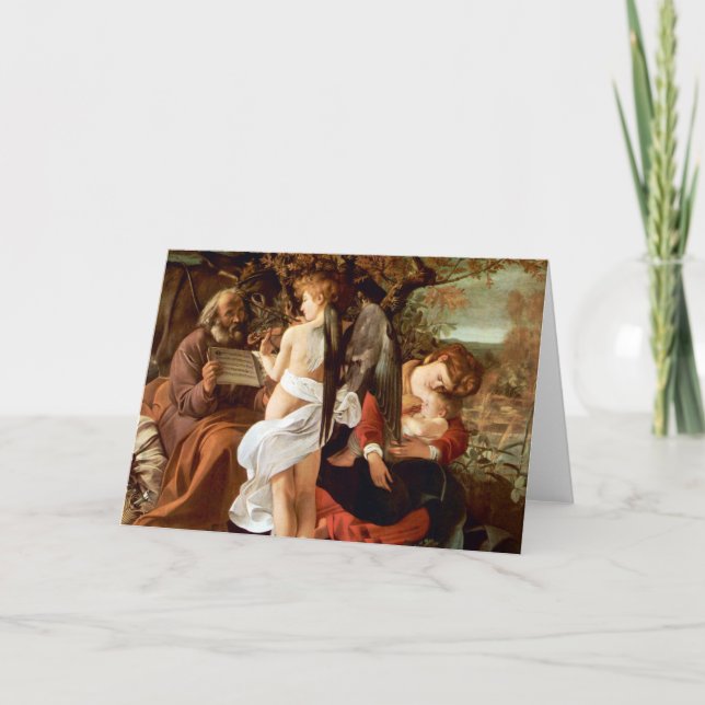 Cartão Descanso no vôo em Egipto por Caravaggio (Frente)