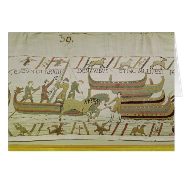 Cartão Descarregando cavalos dos navios (Frente Horizontal)