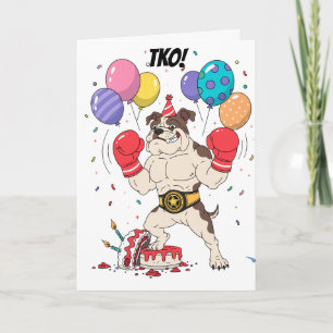 Cartão Descrição do Projeto de Aniversário TKO do Bulldog