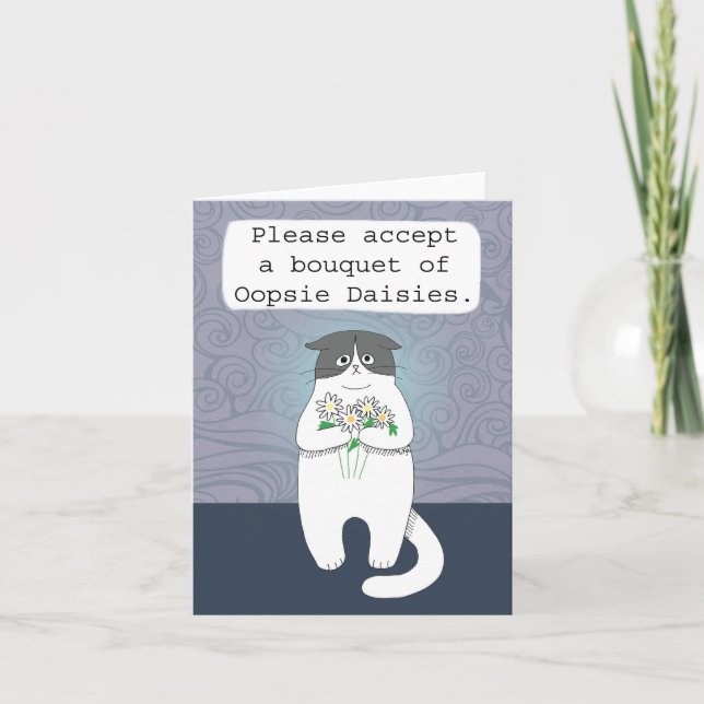 Cartão Desculpas da Gata Gato Acidente Oopsie Desculpe (Frente)