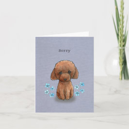 Cartão Desculpas de Poodle de Brinquedo Vermelho Bonito