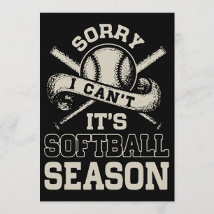 Cartão Desculpe, não tenho camisetas de softball