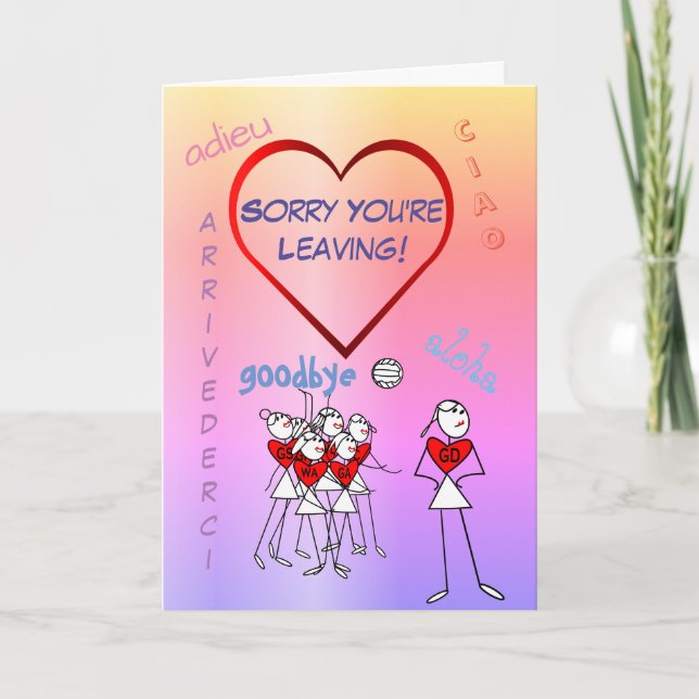 Cartão Desculpe, você está deixando a saudação de adeus d (Frente)