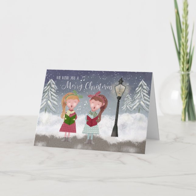 Cartão Desejamos-lhe uma Feliz Caroleira de Natal (Frente)