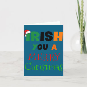 Cartão Desejamos um Feliz Natal Bandeira da Irlanda Chapé