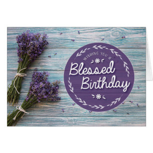 Cartão Desejando-lhe um aniversário abençoado com Lavanda