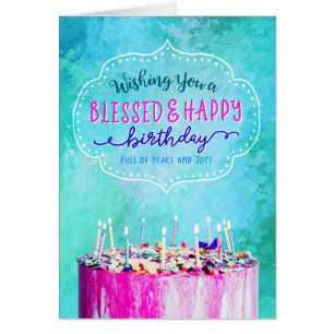 Cartão Desejando-lhe um aniversário abençoado e feliz