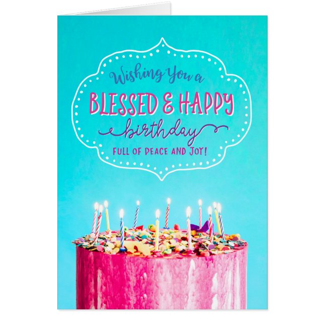 Cartão Desejando-lhe um aniversário abençoado e feliz (Frente)