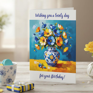 Cartão Desejando-lhe um aniversário adorável   Flores