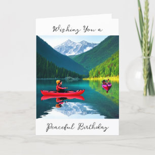 Cartão Desejando-lhe um aniversário pacífico Tema Kayak