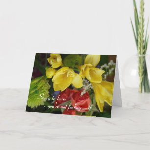 Cartão Desejando-lhe uma rápida recuperação - flores boni