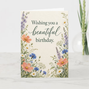 Cartão Desejando um Belo Aniversário Wildflower