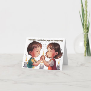 Cartão Desejando um mundo onde a esperança e o amor flore