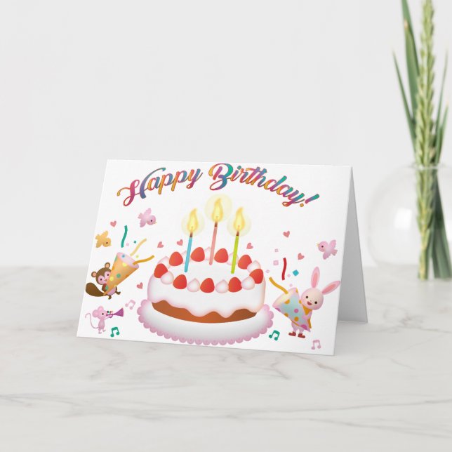 Cartão Desejo de Aniversário de Vários Idiomas (Frente)