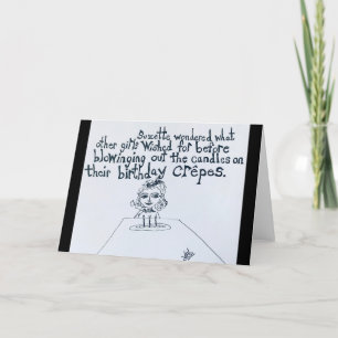 Cartão Desejo de Bolo de Crepe de Aniversário da Menina F