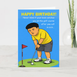 Cartão desejo engraçado de aniversário para irmão golfist