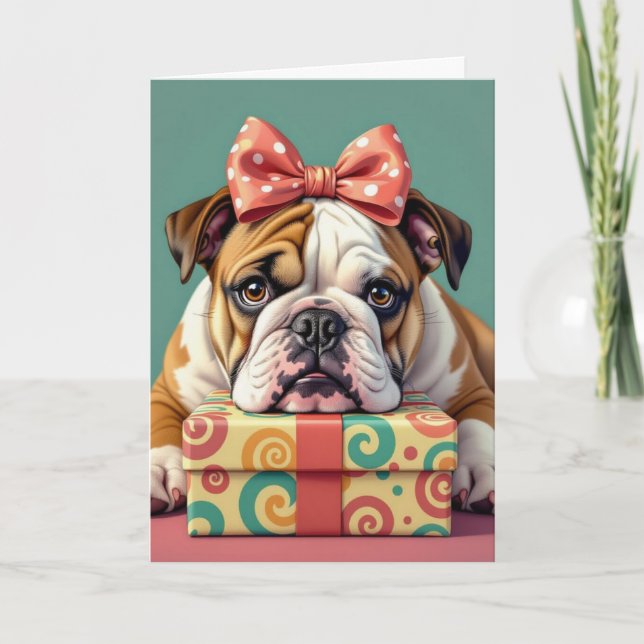 Cartão Desejo-te um Aniversário para ti | Funny Bulldog (Frente)