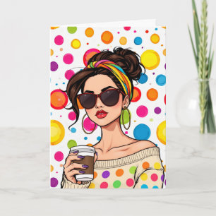 Cartão Desejo-te um Dia Esparvo! Mulheres com café