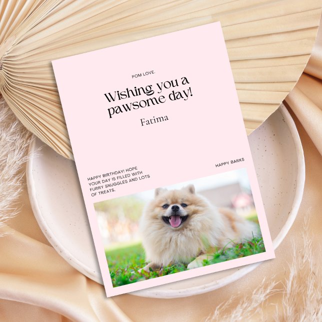Cartão Desejo uma placa de Pomerânia de Dia Pawsome (Wishing You a Pawsome Day Pomeranian Card)