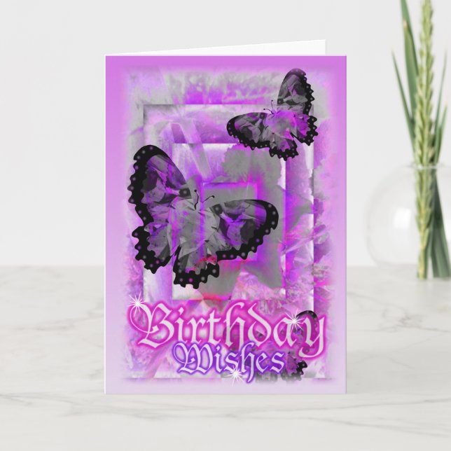 Cartão Desejos da borboleta do aniversário por Valxart (Frente)