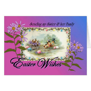 Cartão Desejos da páscoa para a irmã e a família, ásteres