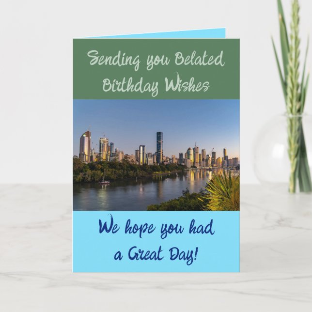 Cartão Desejos de aniversário atrasados adicionam azul de (Frente)