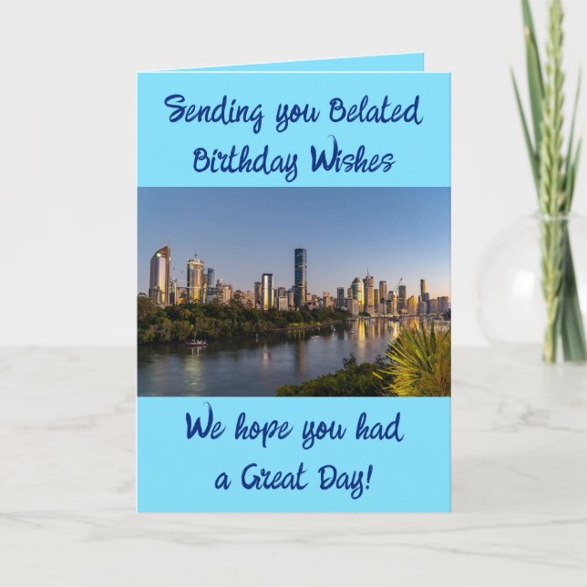 Cartão Desejos de aniversário atrasados adicionam fotos a (Frente)