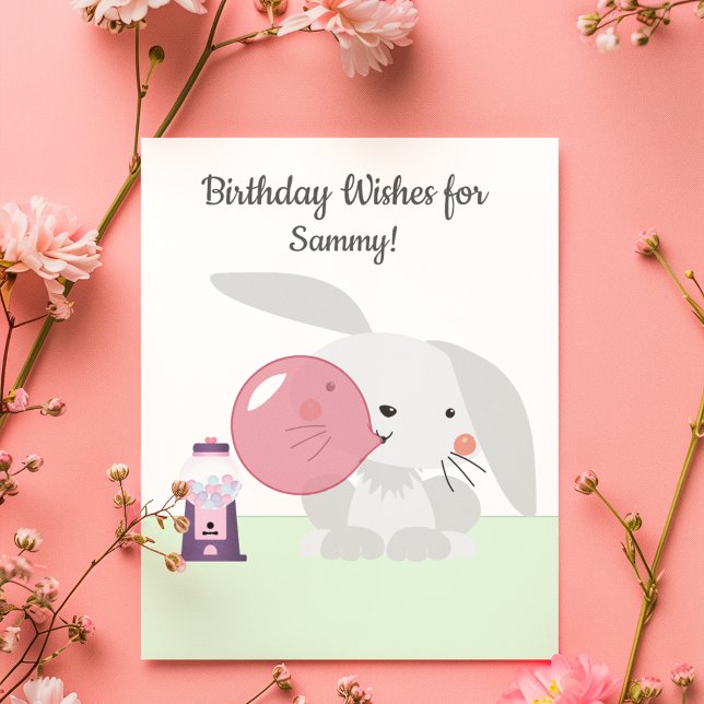 Cartão Desejos de Aniversário com Chiclete Bunny (Criador carregado)