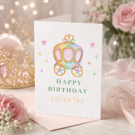 Cartão Desejos de Aniversário da Carruagem da Princesa Ar