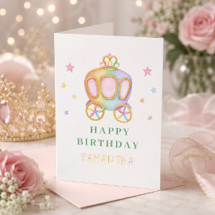 Cartão Desejos de Aniversário da Carruagem da Princesa Ar