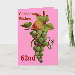Cartão Desejos de aniversário de 62 anos, personalizável