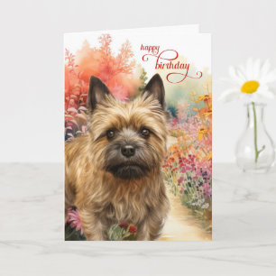 Cartão Desejos de Aniversário do Cão Cairn Terrier Caminh