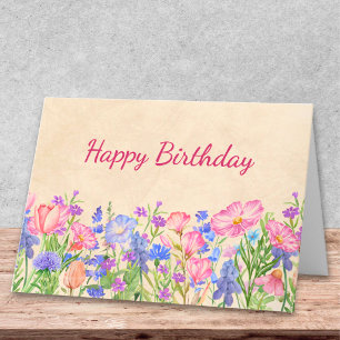 Cartão Desejos de Aniversário na Primavera Design Floral