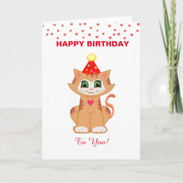 Cartão Desejos de aniversário personalizados para gatinho