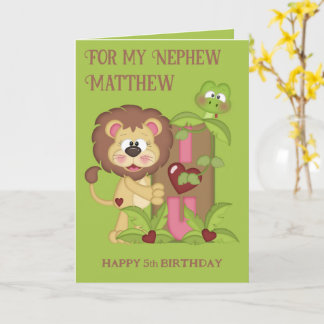 Cartão Desejos de Feliz Aniversário ao Sobrinho Leãozinho