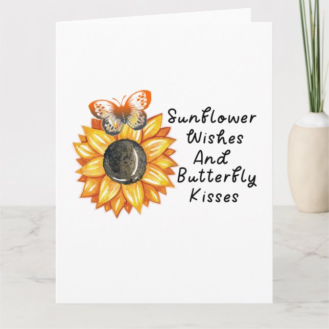 Cartão Desejos De Girassol E Isqueiros De Borboleta, Gira (Frente)
