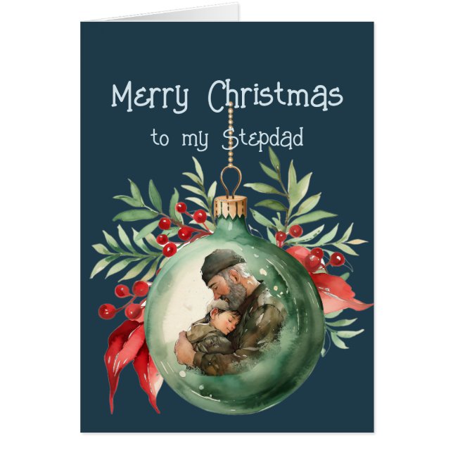 Cartão Desejos de Natal & Amor para o Padrasto (Frente)