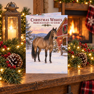 Cartão Desejos de Natal Cavalo Quarto de Milha Buckskin E