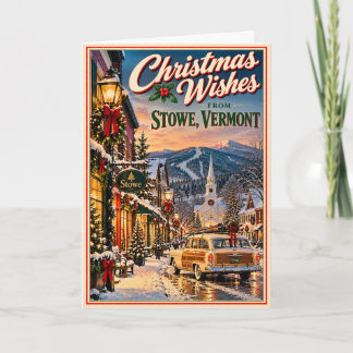 Cartão Desejos de Natal de Stowe Vermont Vintage