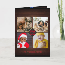 Cartão Desejos de Natal Lindo Álbum de Fotos da Família W