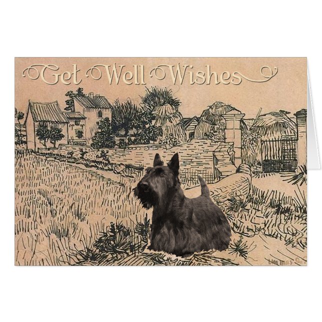 Cartão Desejos de Recuperação para Scottish Terrier (Frente Horizontal)