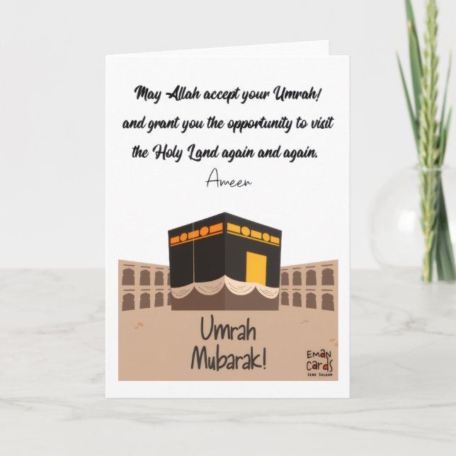 Cartão Desejos de Umrah Mubarak (Frente)