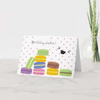 Cartão Desejos do aniversário - design dos Macaroons