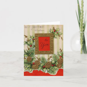 Cartão Desejos do Natal do vintage os melhores