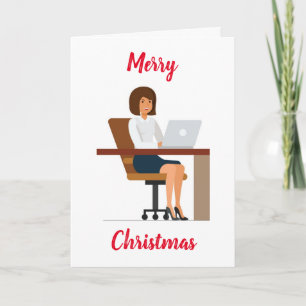 CARTÃO DESEJOS DO NATAL **TRABALHADOR DO ESCRITÓRIO FEMIN